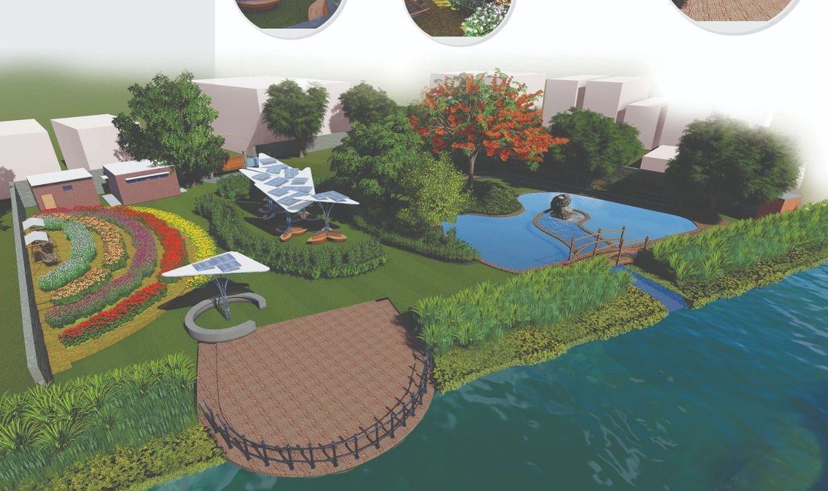 Therapeutic garden lake edge render