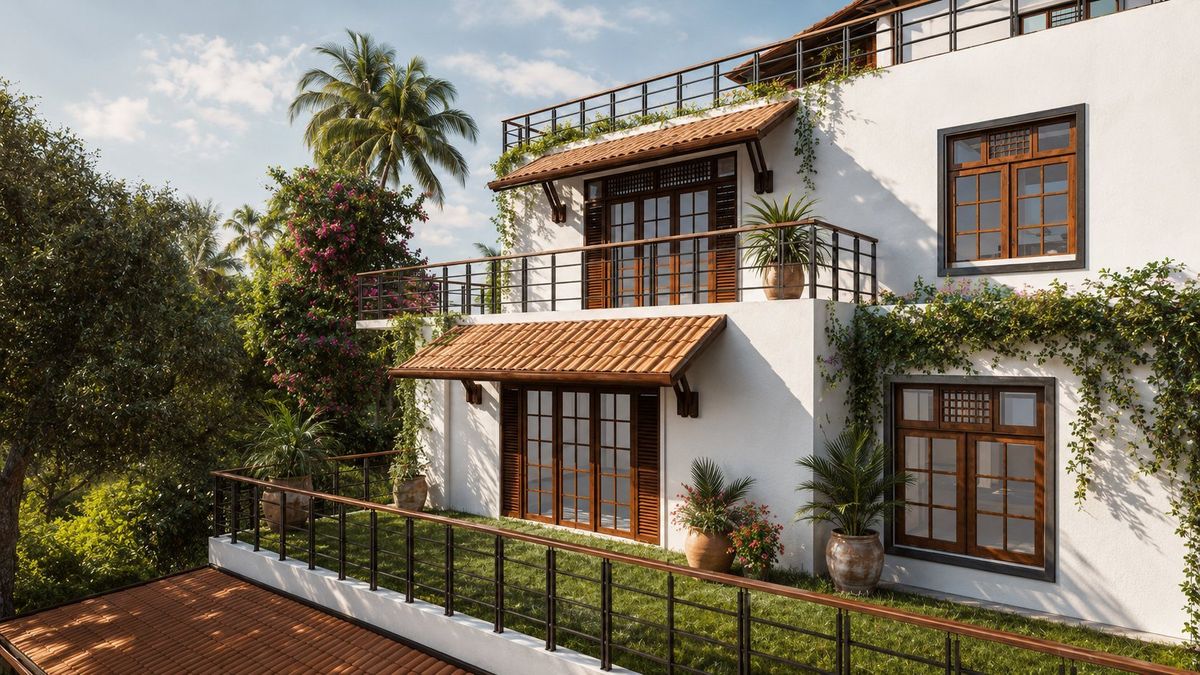Terrace and facade detail of Maxwell Residence