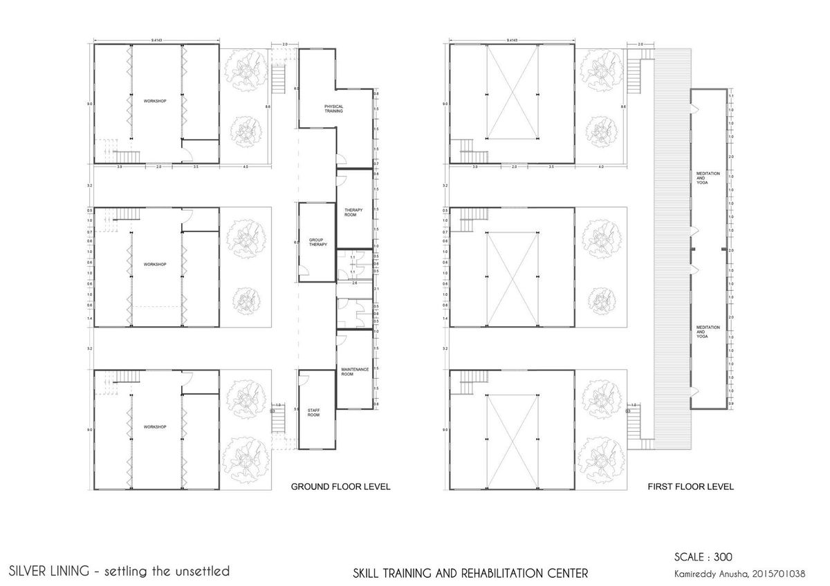 Skill training and rehabilitation center floor plan