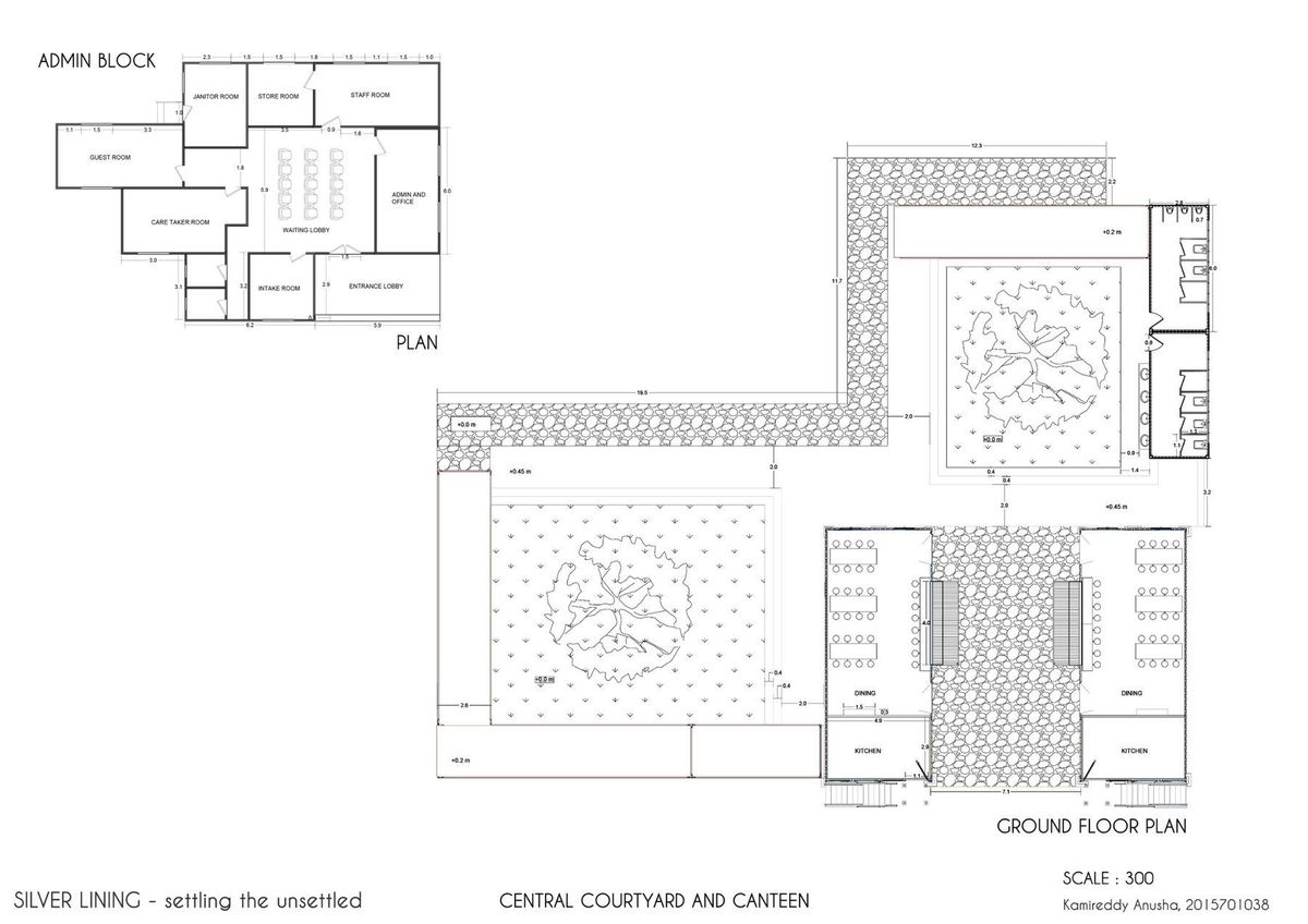 Central courtyard and canteen floor plan
