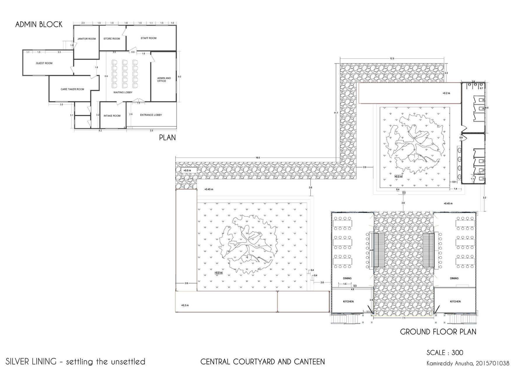 Central courtyard and canteen floor plan
