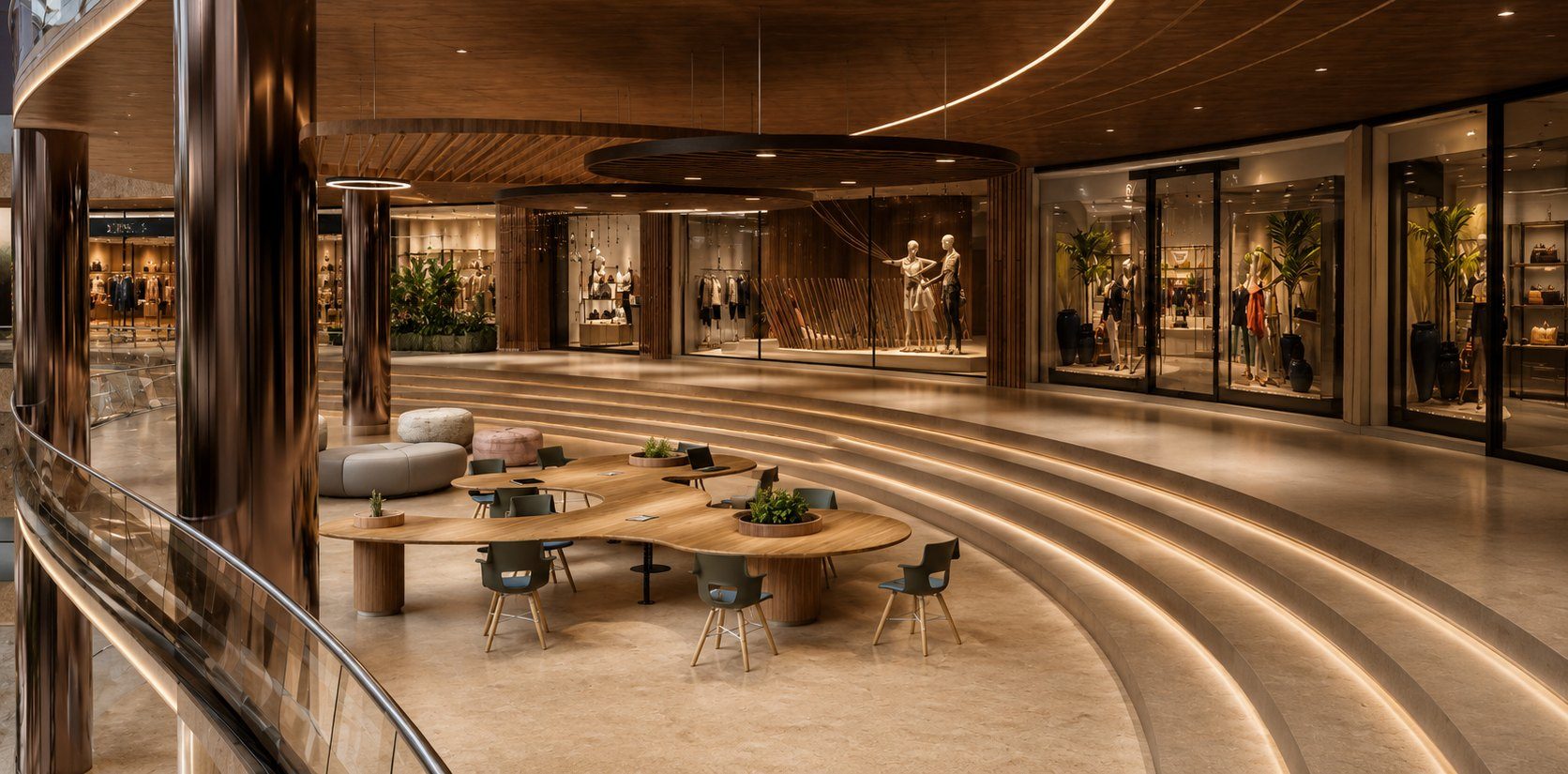 Shopping mall retail lounge interior